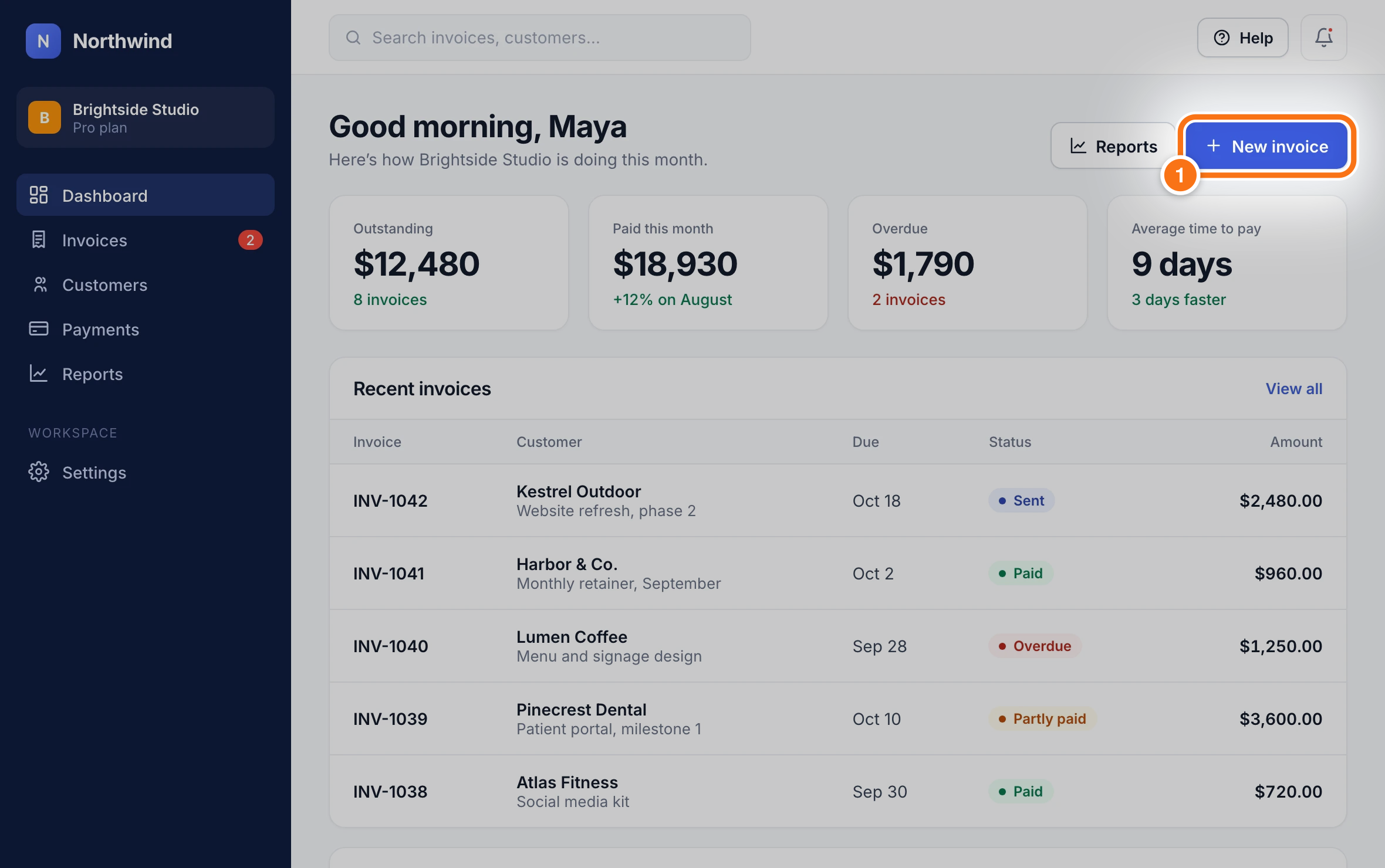 Start a new invoice