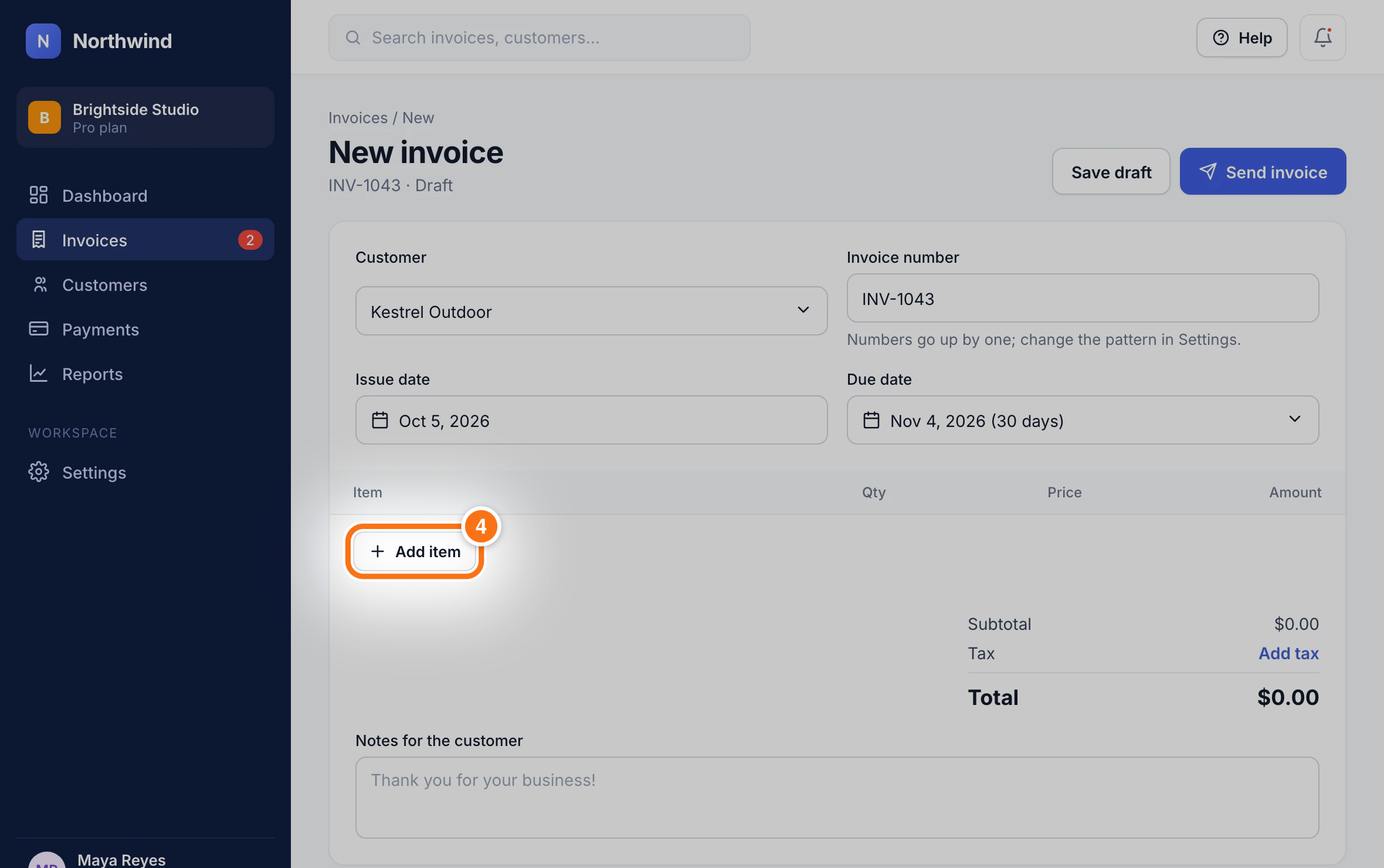 Add what you’re billing for